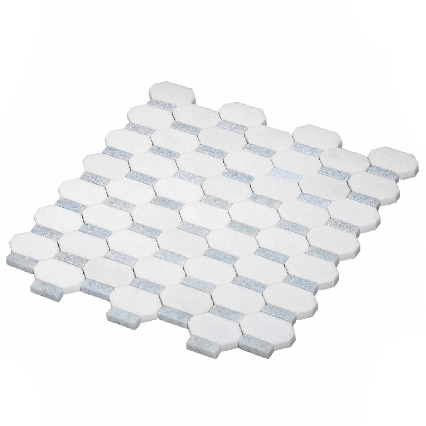 5-Pack White, Blue 11-in x 11-in Polished Natural Stone Floor and Wall Tile