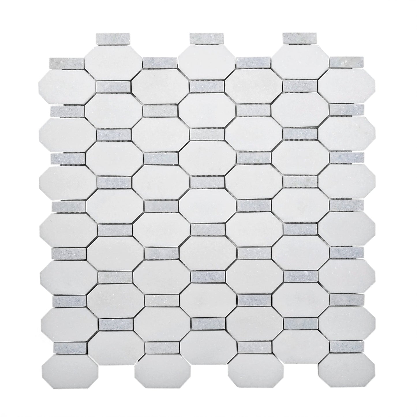 5-Pack White, Blue 11-in x 11-in Polished Natural Stone Floor and Wall Tile - Sample