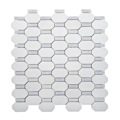 5-Pack White, Blue 11-in x 11-in Polished Natural Stone Floor and Wall Tile - Sample