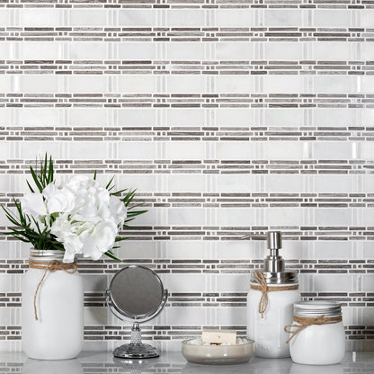 White 12x12 Polished Marble Mosaic Tile (5 pack, 5 sq ft/case)