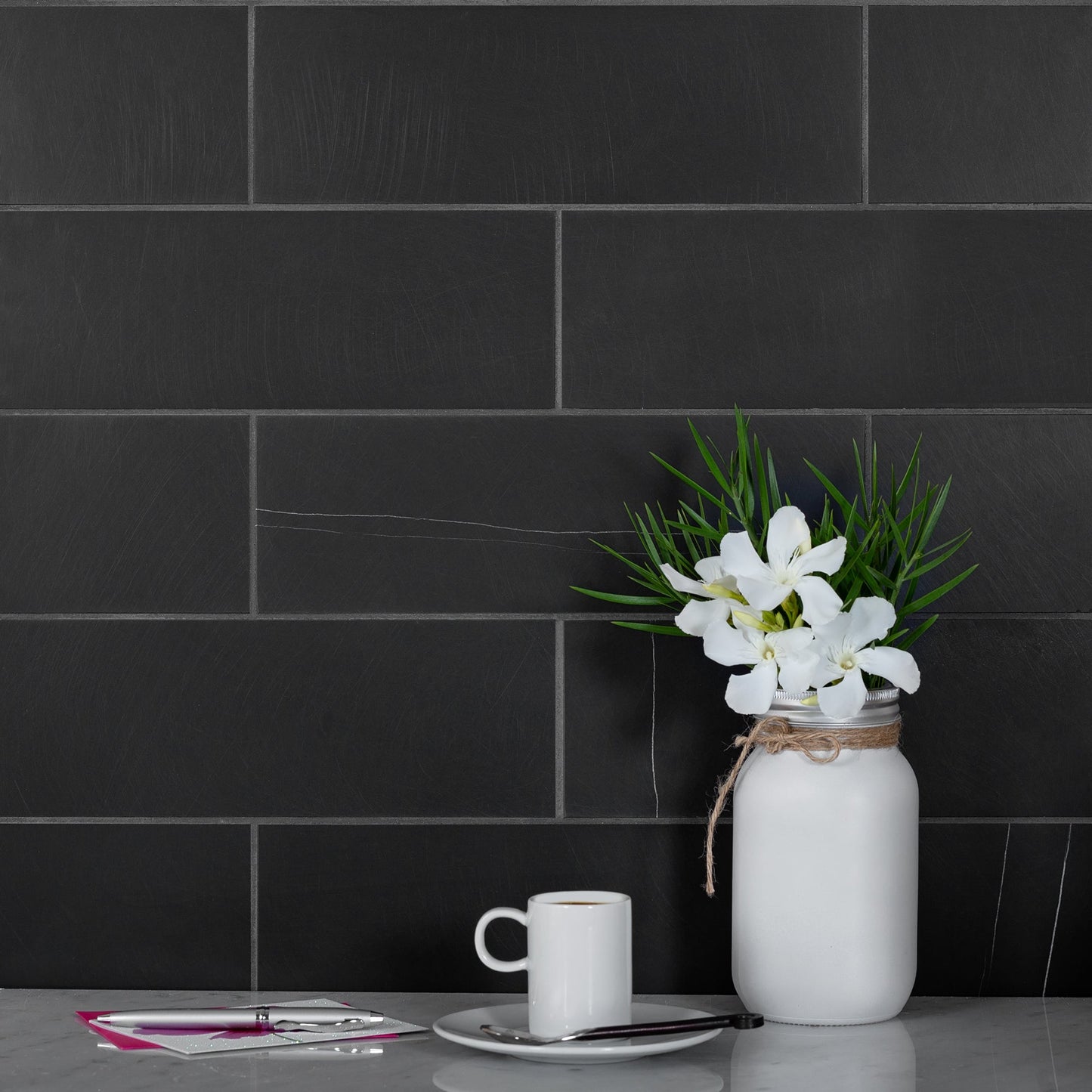 Black 4x12 Honed Subway Marble Tile (15 pack, 5 sq ft/case) - Sample