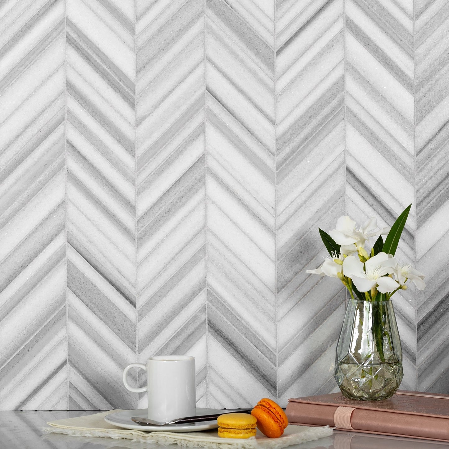 Gray 12x12 Polished Herringbone Equator Mosaic Tile (5 pack, 5.08 sq ft/case) - Sample