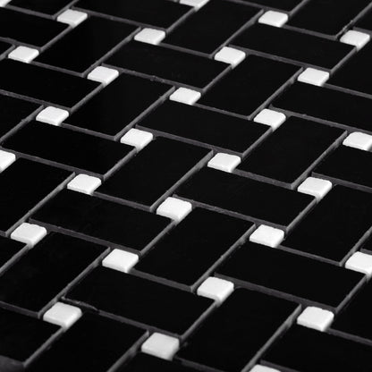 5-Pack Black 12-in x 12-in Polished Natural Stone Basketweave Patterned Floor and Wall Tile - Sample