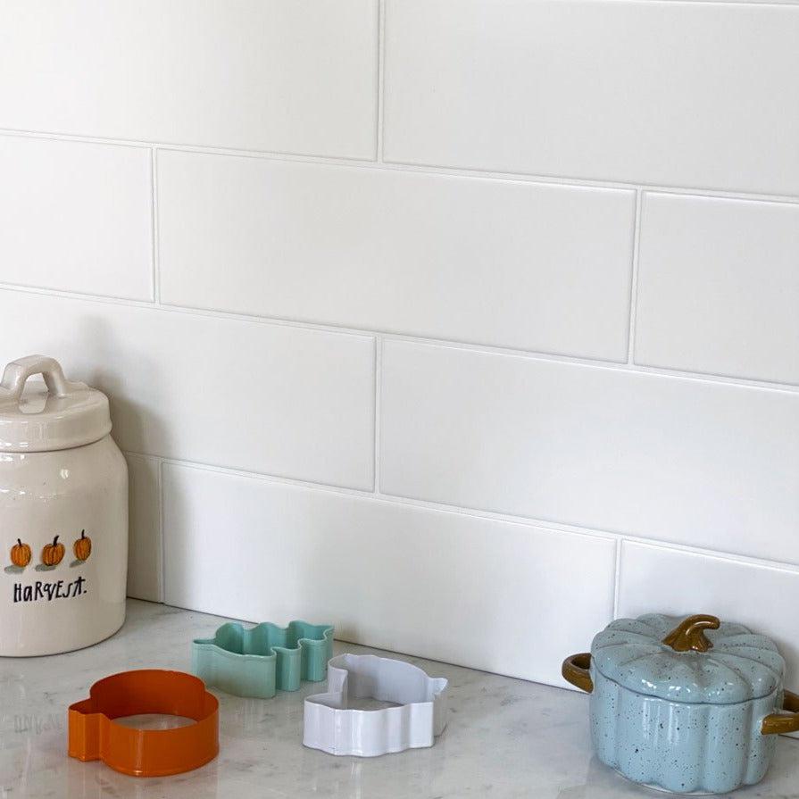 White 4x12 Matte Ceramic Subway Tile (34 pack, 10.4 sq ft/case) - Sample
