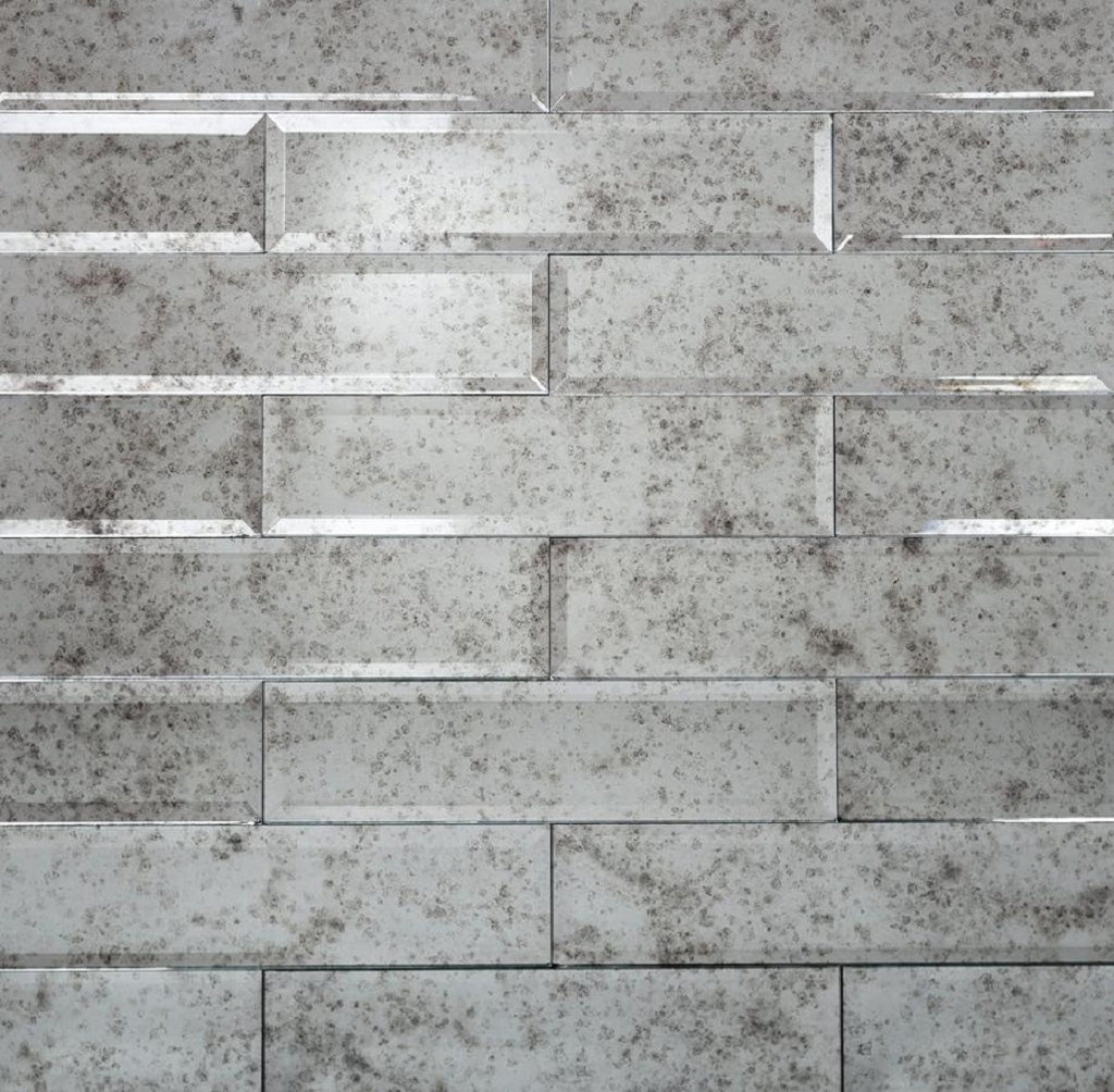 Antique Mirror Glossy and Beveled Glass Subway Tile (20 pack, 5 sq ft/case)