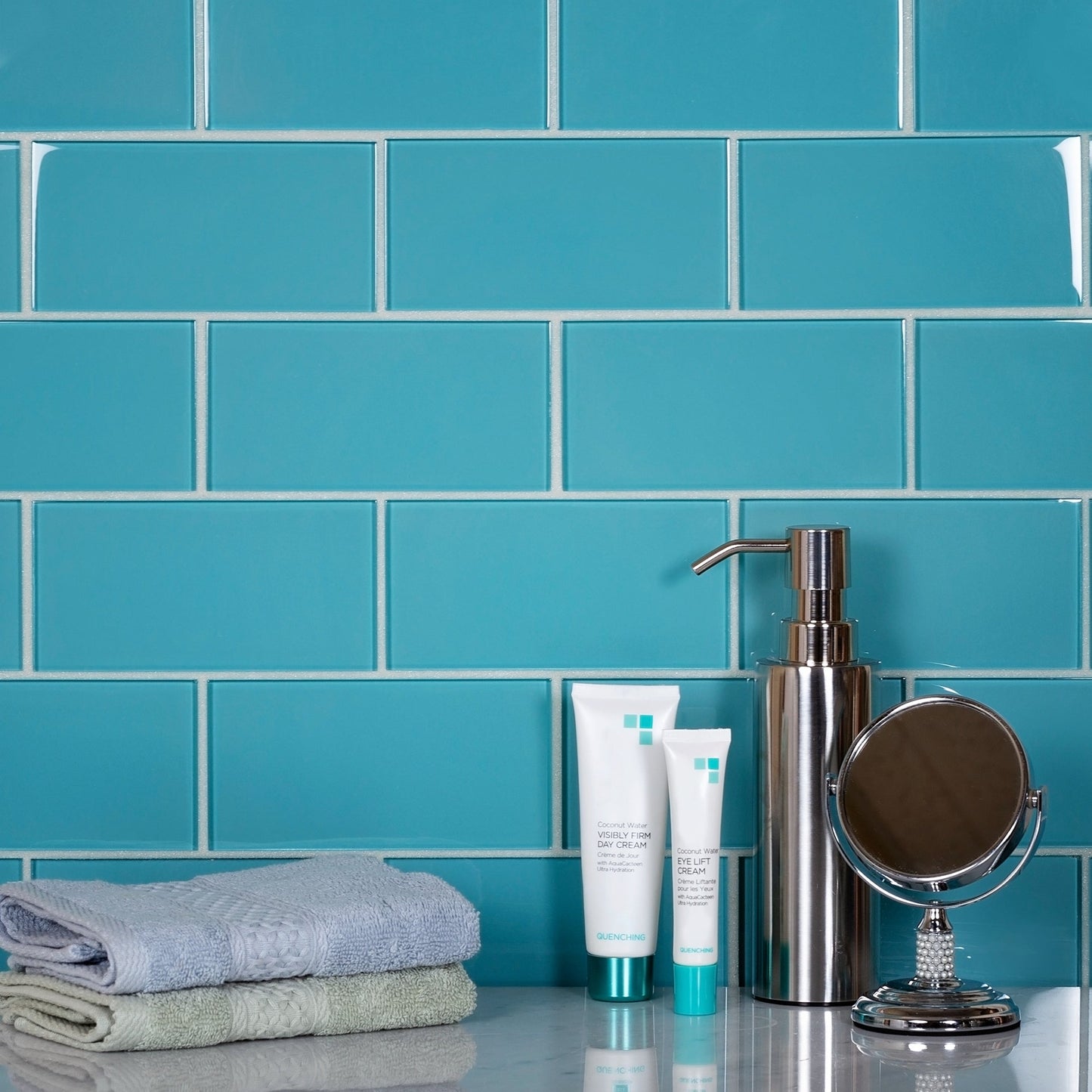 Sky Blue 3x6 Glossy Subway Glass Tile (40 pack, 5 sq ft/case)