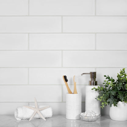 White 3x12 Matte Subway Glass Tile (20 pack, 5 sq ft/case) - Sample