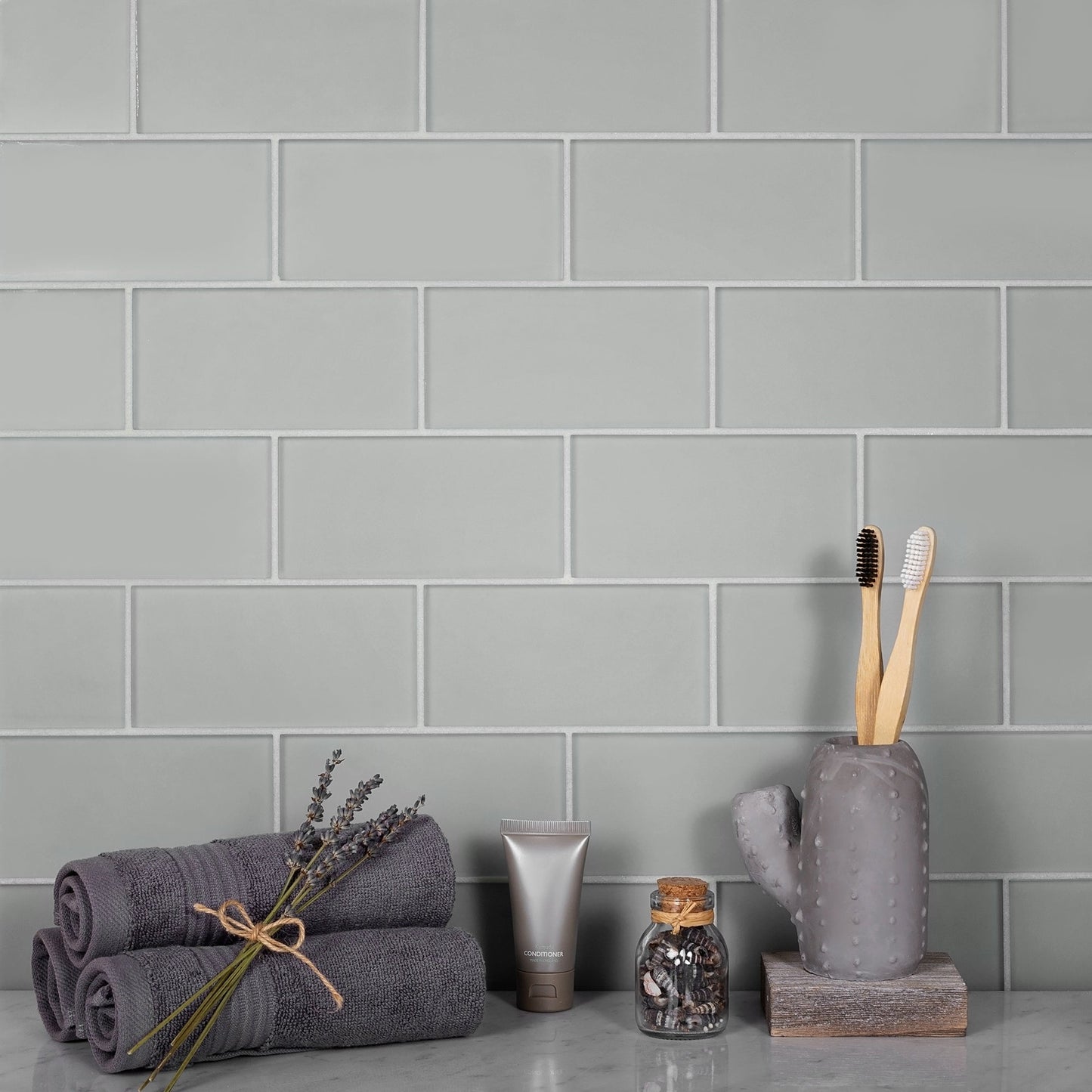 Gray 3x6 Matte Subway Glass Tile (40 pack, 5 sq ft/case)