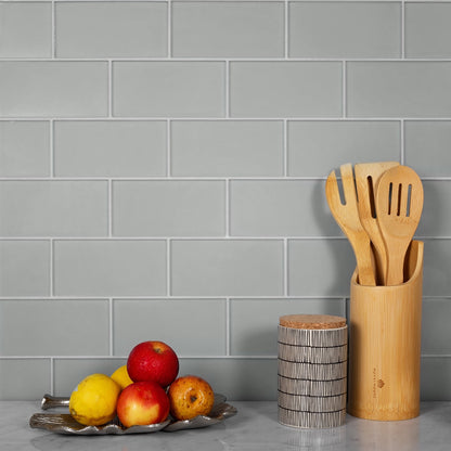 Gray 3x6 Matte Subway Glass Tile (40 pack, 5 sq ft/case)