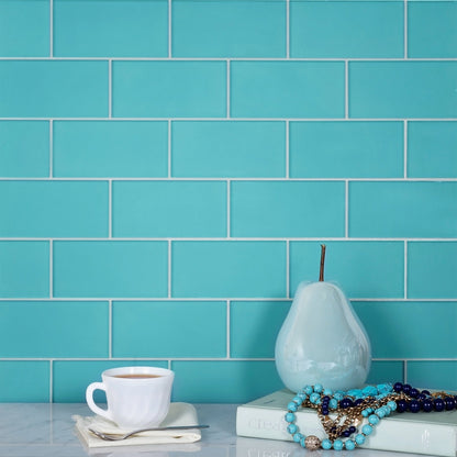 Sky Blue 3x6 Matte Subway Glass Tile (40 pack, 5 sq ft/case)