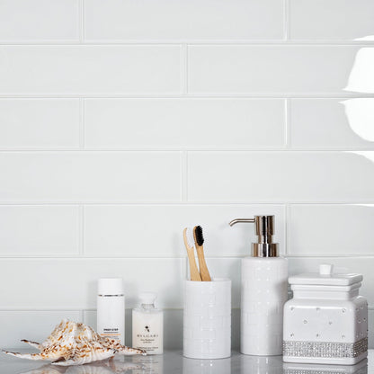 White 3x12 Glossy Subway Glass Tile (20 pack, 5 sq ft/case)