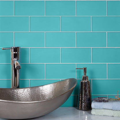 Sky Blue 3x6 Matte Subway Glass Tile (40 pack, 5 sq ft/case)