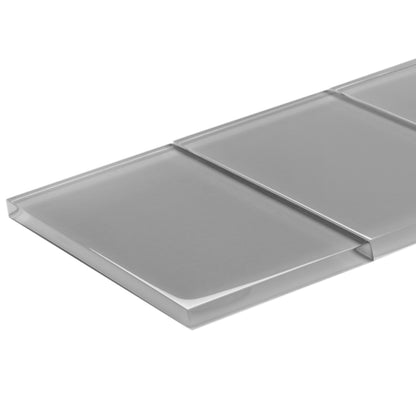 Gray 3x6 Glossy Subway Glass Tile (40 pack, 5 sq ft/case)