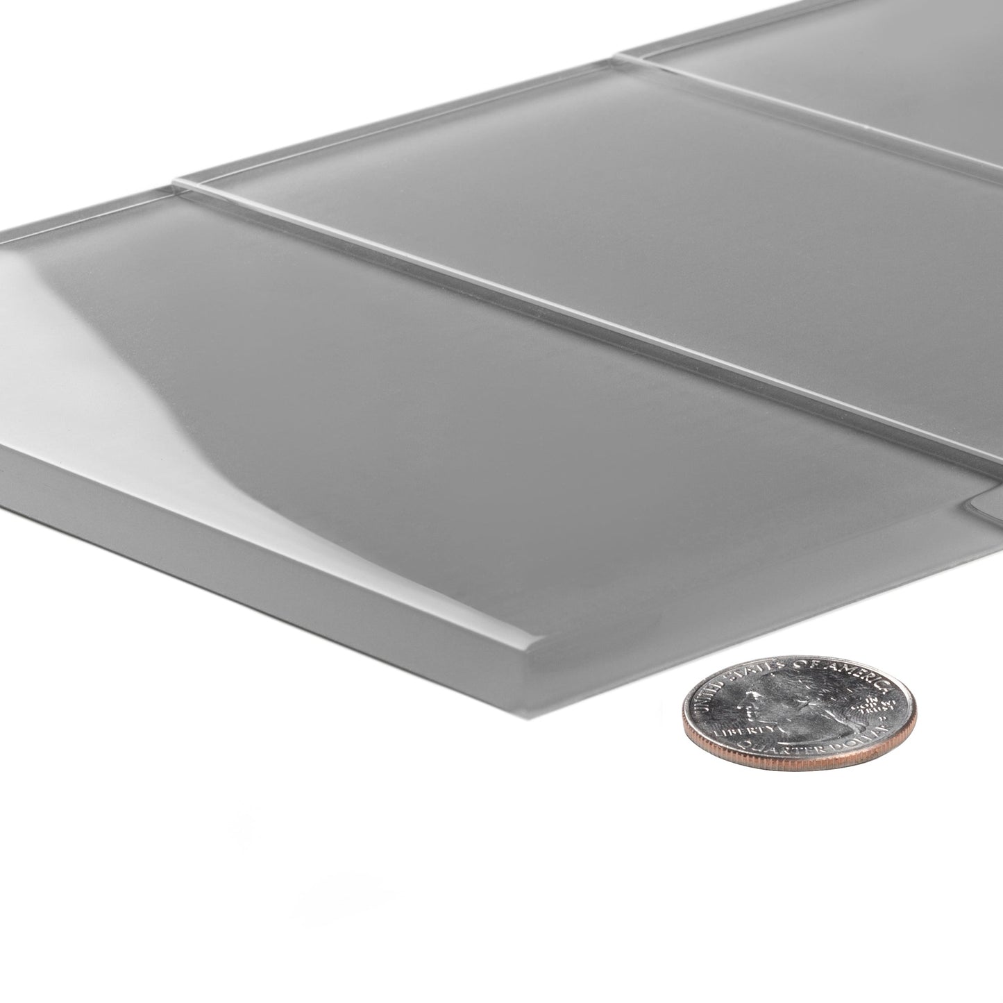 Gray 3x6 Glossy Subway Glass Tile (40 pack, 5 sq ft/case)