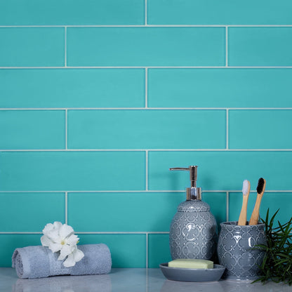 Sky Blue 3x12 Matte Subway Glass Tile (20 pack, 5 sq ft/case) - Sample