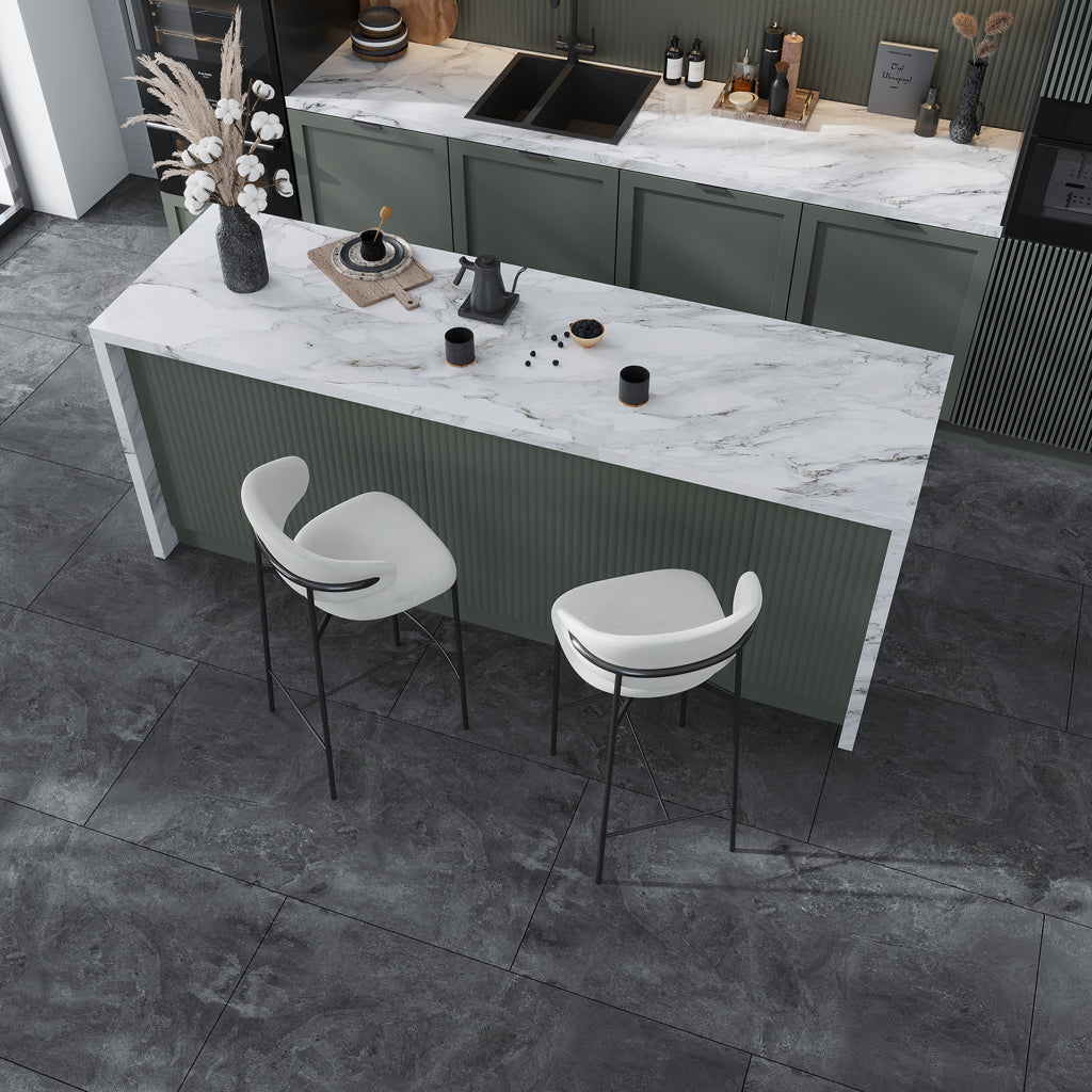 Slate Black 24x48 Matte Porcelain Large Format Tile (2 pack, 15.55 sq ft/case)