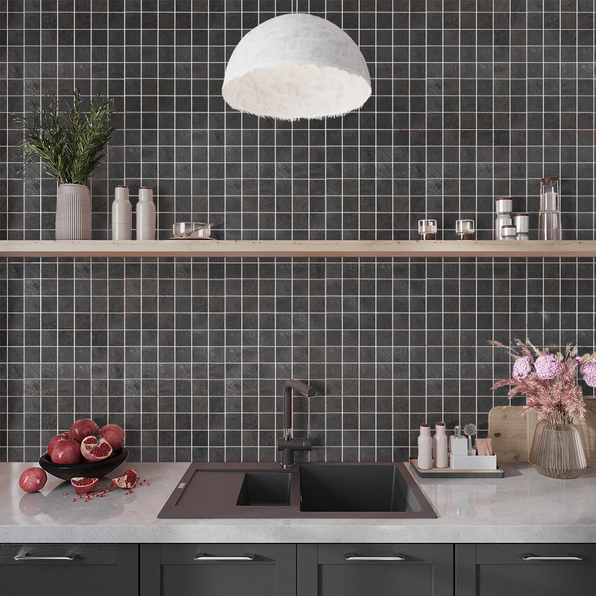 Slate Black 12x12 Matte Uniform Square Porcelain Mosaic Tile (11 pack, 10.65 sq ft/case)