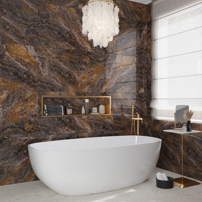 Brown 24x48 Polished Porcelain Large Format Tile (2 pack, 15.55 sq ft/case)