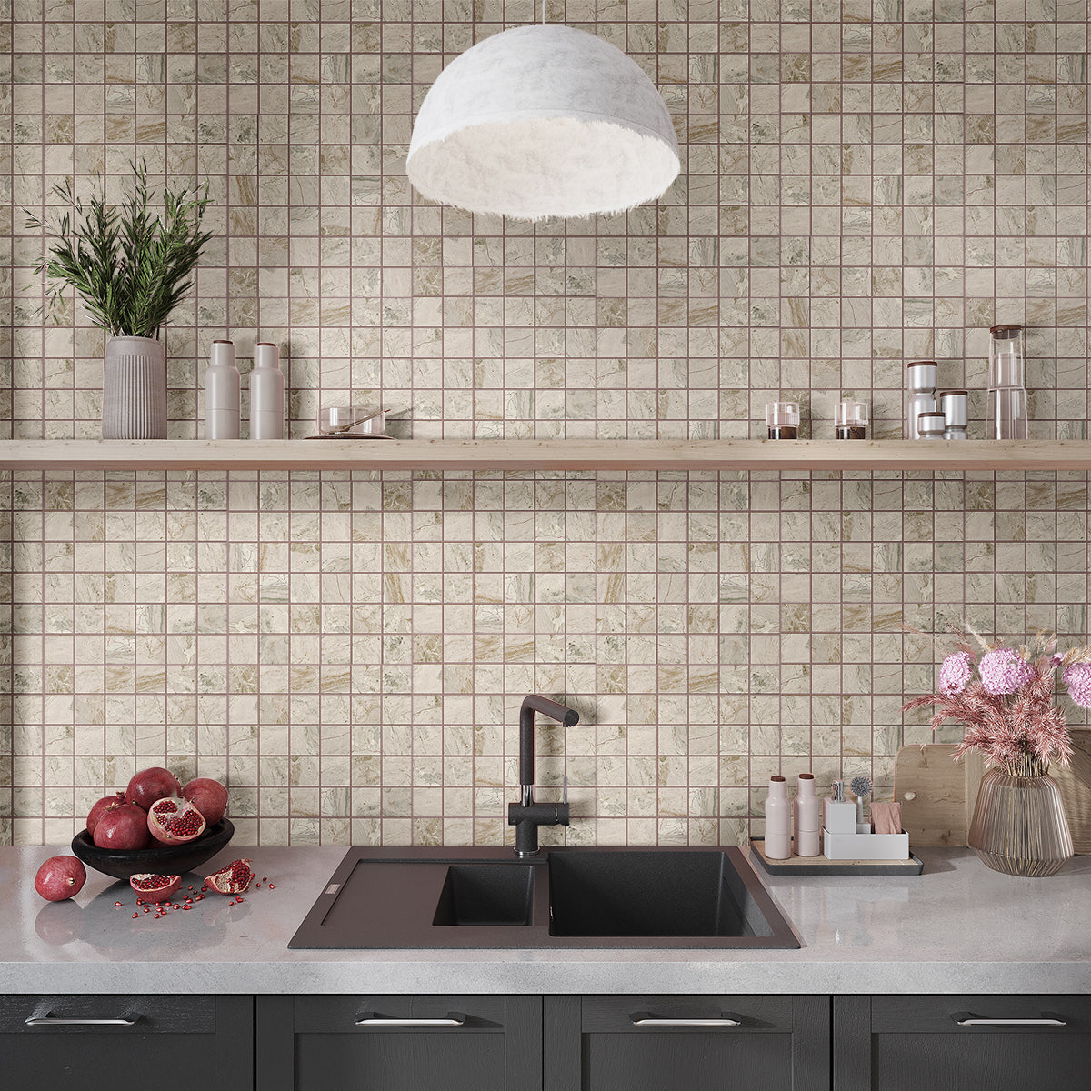 Beige 12x12 Matte Uniform Square Porcelain Mosaic Tile (6 pack, 5.81 sq ft/case)
