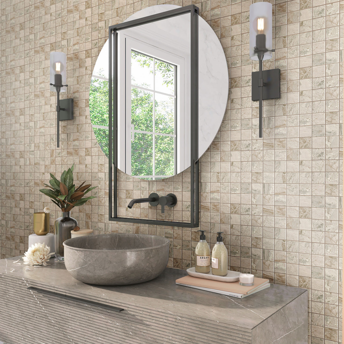 Beige 12x12 Matte Uniform Square Porcelain Mosaic Tile (6 pack, 5.81 sq ft/case)