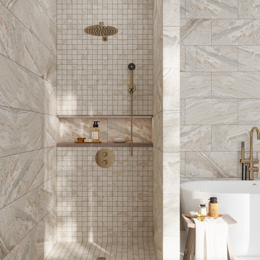 Beige 12x12 Matte Uniform Square Porcelain Mosaic Tile (6 pack, 5.81 sq ft/case) - Sample