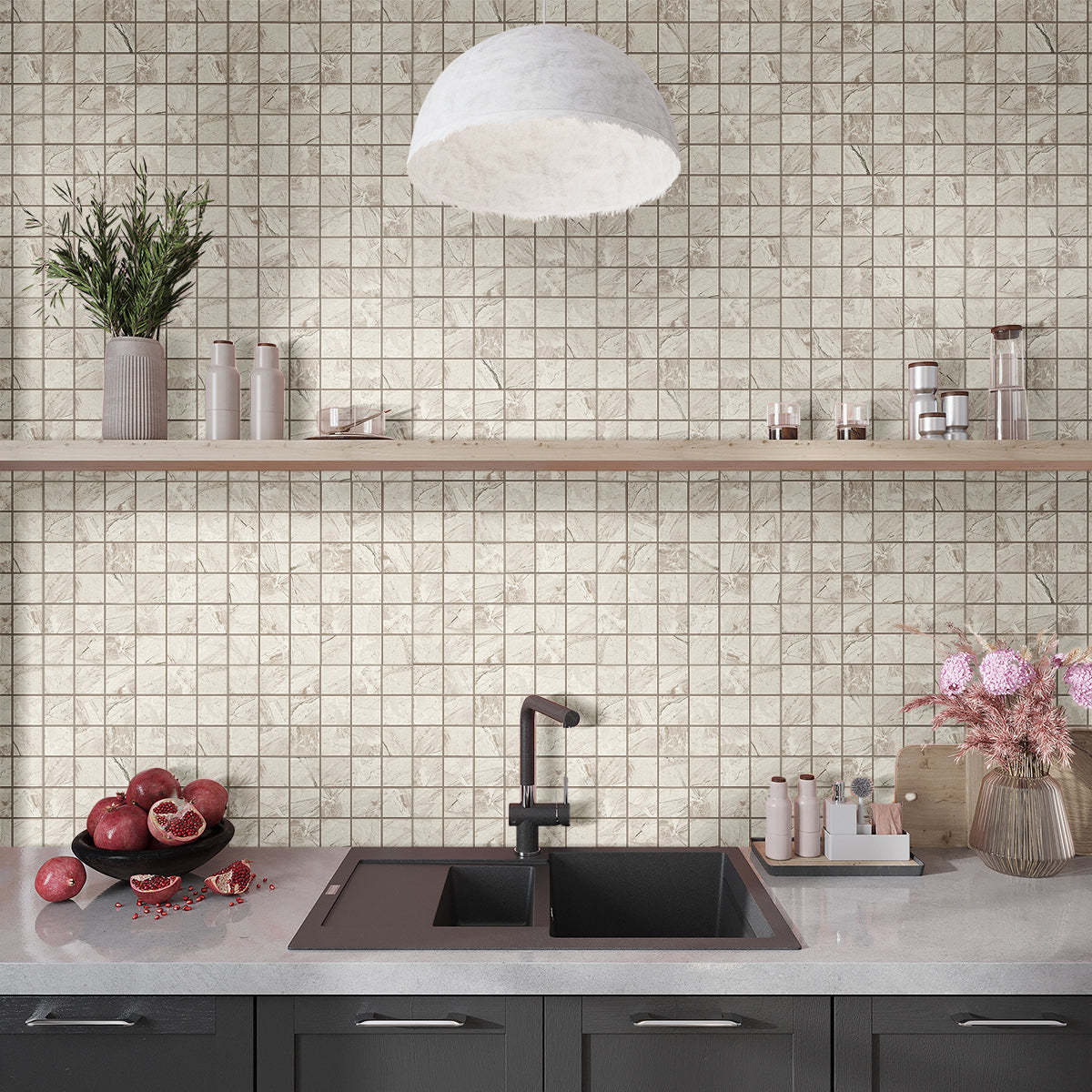 Stone Beige 12x12 Matte Uniform Square Porcelain Mosaic Tile (6 pack, 5.81 sq ft/case)