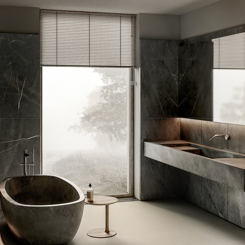 Sable Black 24x48 Polished Porcelain Large Format Tile (2 pack, 15.55 sq ft/case) - Sample