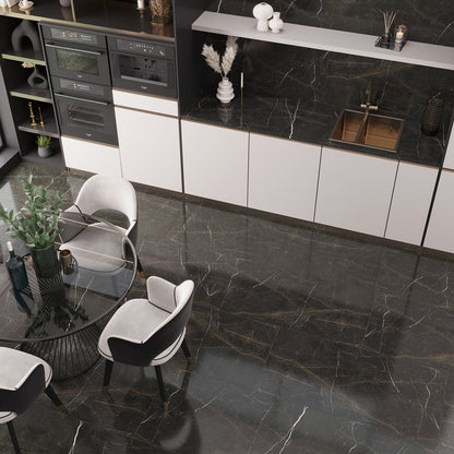Sable Black 24x48 Polished Porcelain Large Format Tile (2 pack, 15.55 sq ft/case)