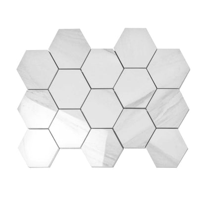 Cotton White 9x13 Polished Hexagon Porcelain Mosaic Tile (9 pack, 7.09 sq ft/case)