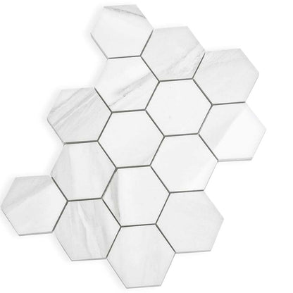 Cotton White 9x13 Polished Hexagon Porcelain Mosaic Tile (9 pack, 7.09 sq ft/case) - Sample