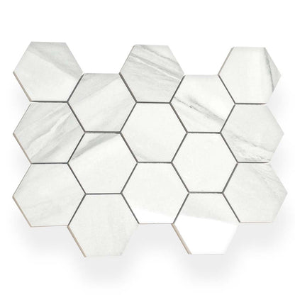 Cotton White 9x13 Polished Hexagon Porcelain Mosaic Tile (9 pack, 7.09 sq ft/case)