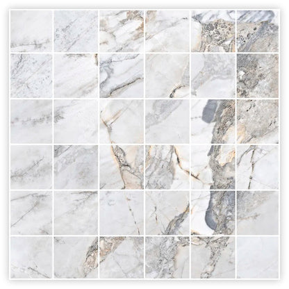 Pale Gray 12x12 Polished Square Porcelain Mosaic Tile (11 pack, 10.65 sq ft/case)