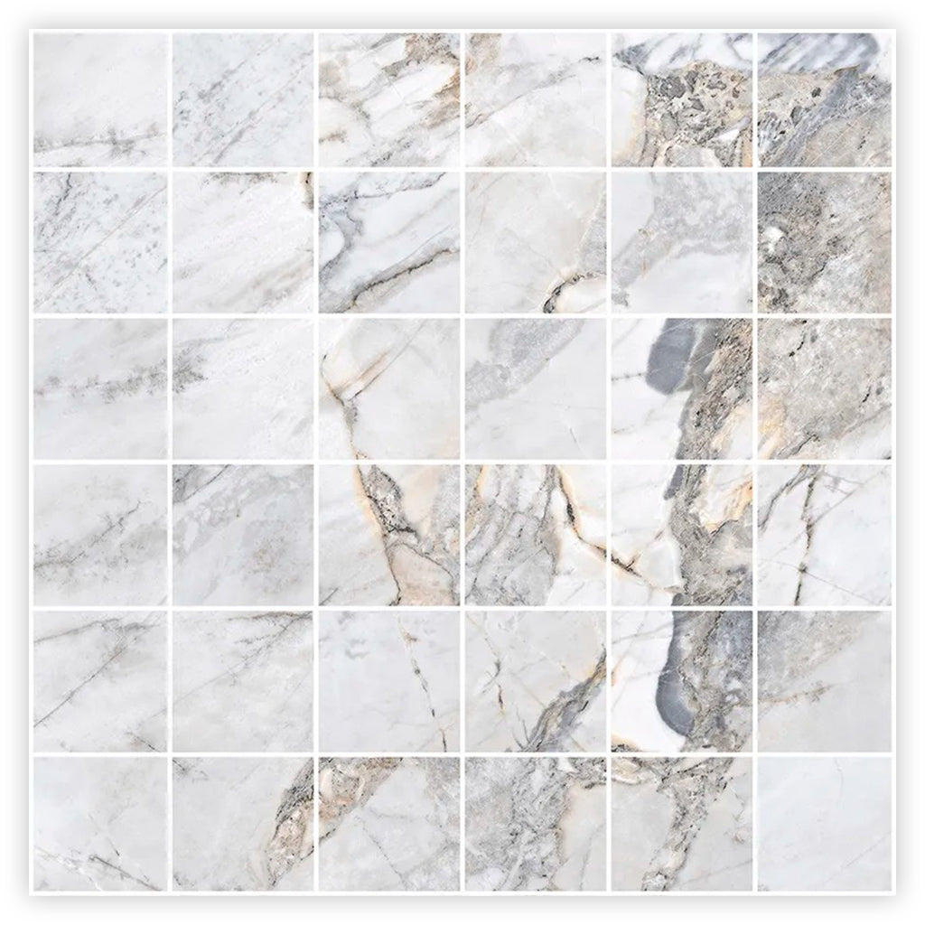Pale Gray 12x12 Polished Square Porcelain Mosaic Tile (11 pack, 10.65 sq ft/case) - Sample