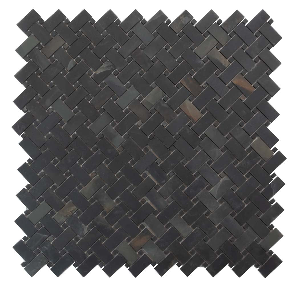 Black 12x12 Matte Basketweave Porcelain Mosaic Tile (5 pack, 4.84 sq ft/case)