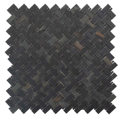 Black 12x12 Matte Basketweave Porcelain Mosaic Tile (5 pack, 4.84 sq ft/case)