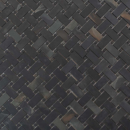 Black 12x12 Matte Basketweave Porcelain Mosaic Tile (5 pack, 4.84 sq ft/case)