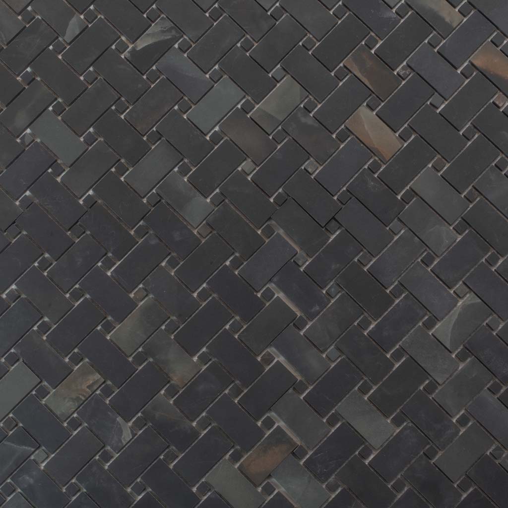 Black 12x12 Matte Basketweave Porcelain Mosaic Tile (5 pack, 4.84 sq ft/case) - Sample