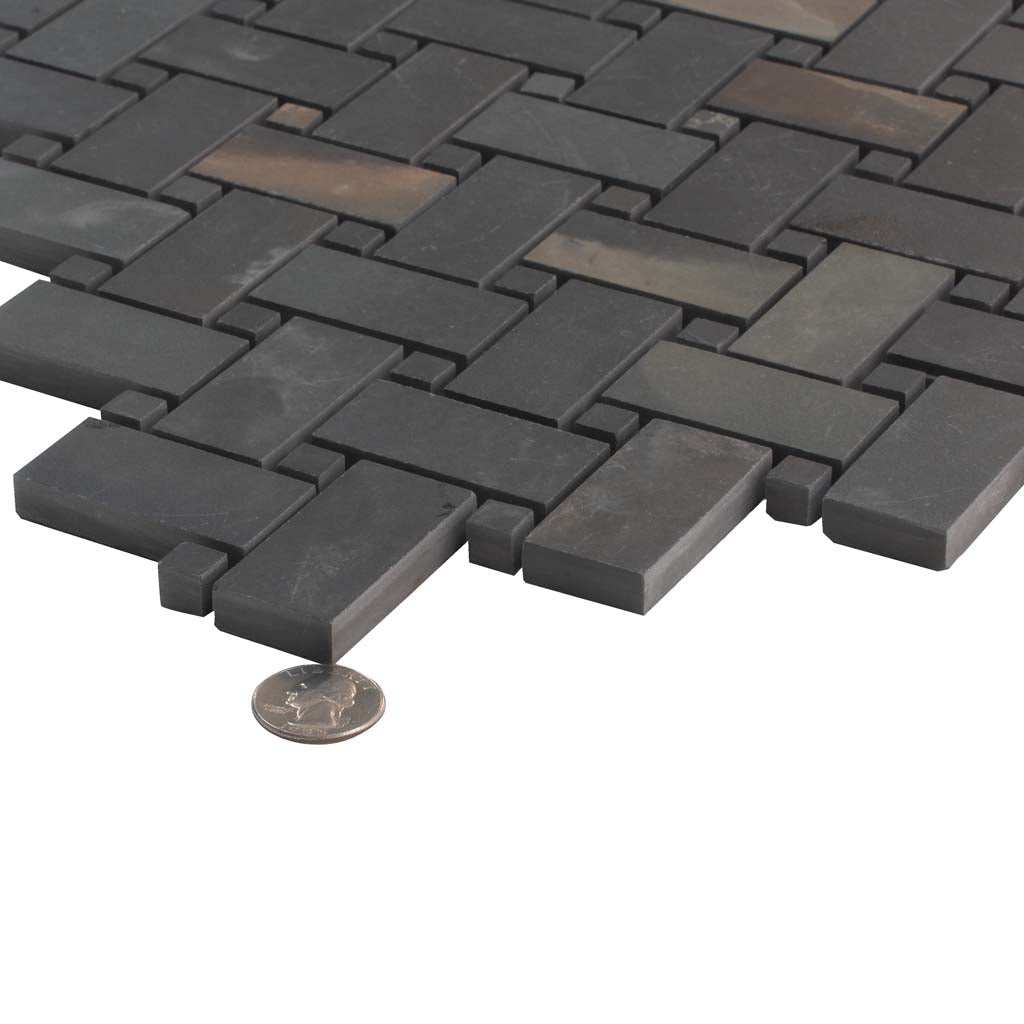 Black 12x12 Matte Basketweave Porcelain Mosaic Tile (5 pack, 4.84 sq ft/case)