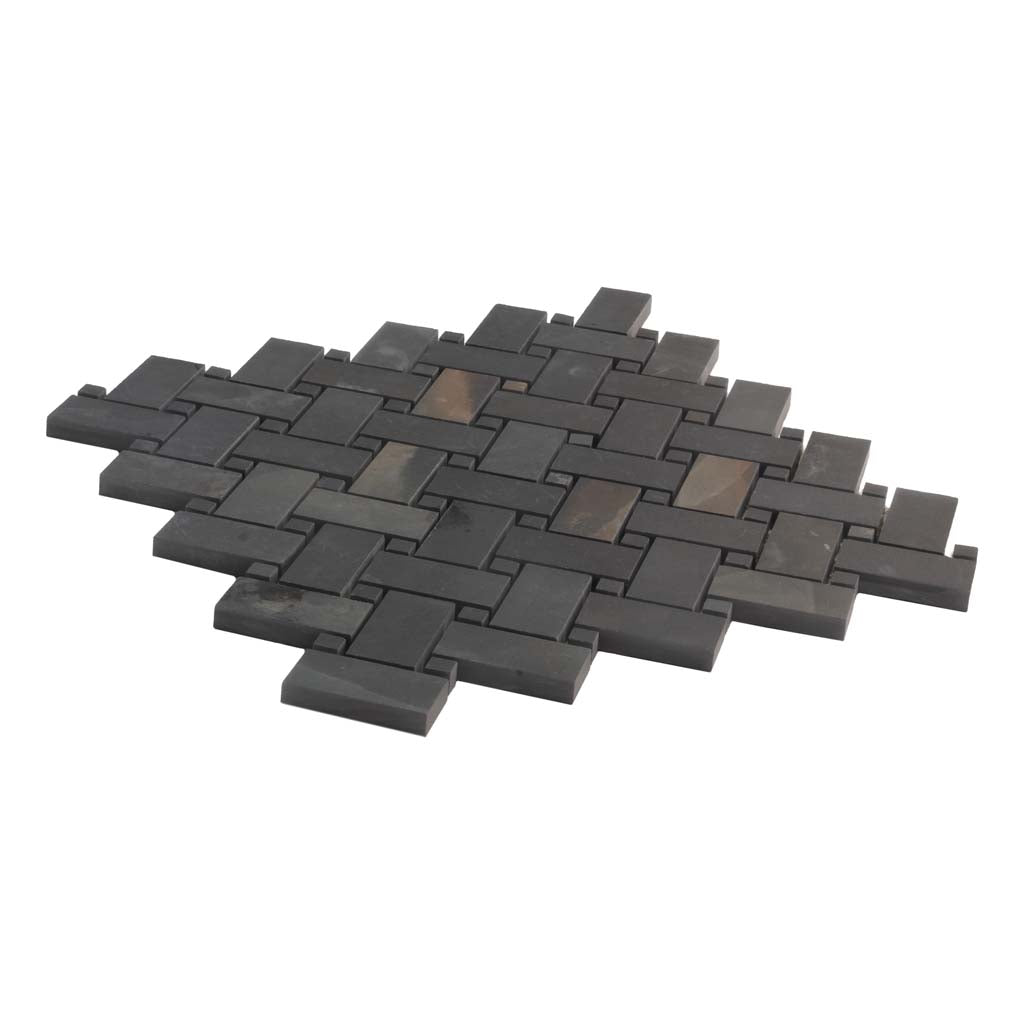 Black 12x12 Matte Basketweave Porcelain Mosaic Tile (5 pack, 4.84 sq ft/case) - Sample