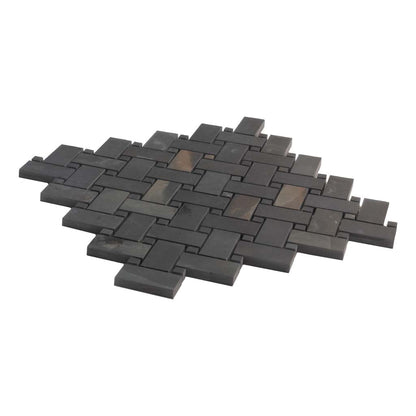 Black 12x12 Matte Basketweave Porcelain Mosaic Tile (5 pack, 4.84 sq ft/case) - Sample