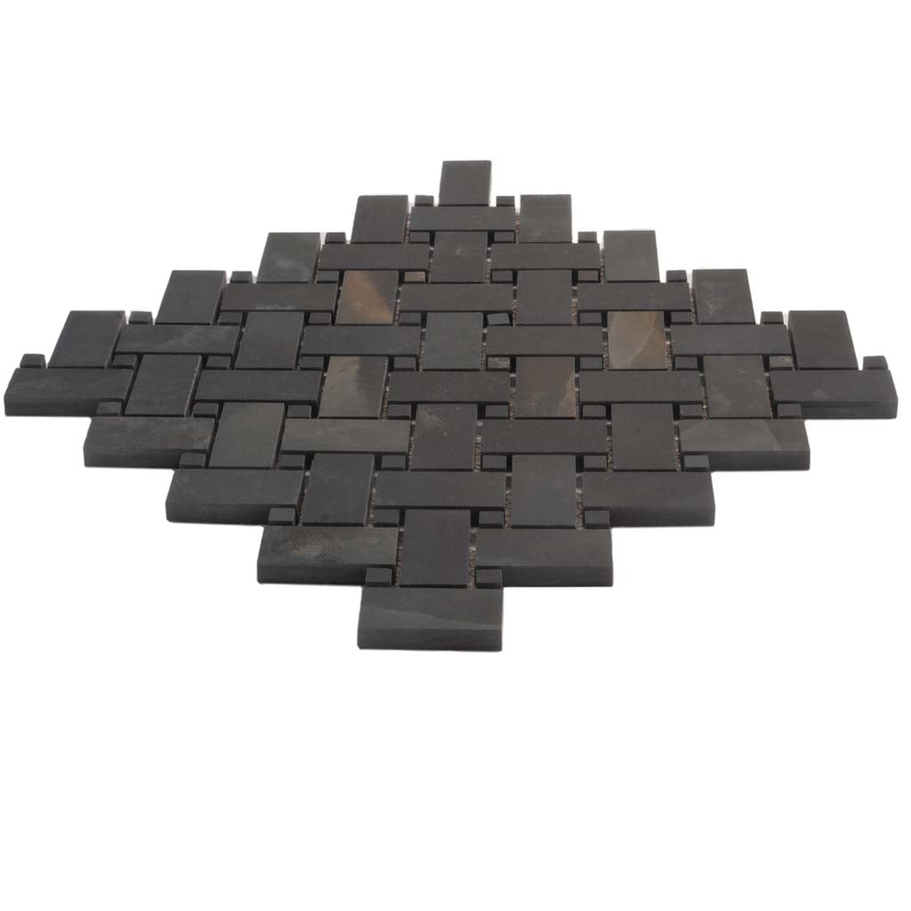 Black 12x12 Matte Basketweave Porcelain Mosaic Tile (5 pack, 4.84 sq ft/case)