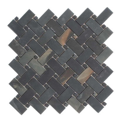 Black 12x12 Matte Basketweave Porcelain Mosaic Tile (5 pack, 4.84 sq ft/case) - Sample