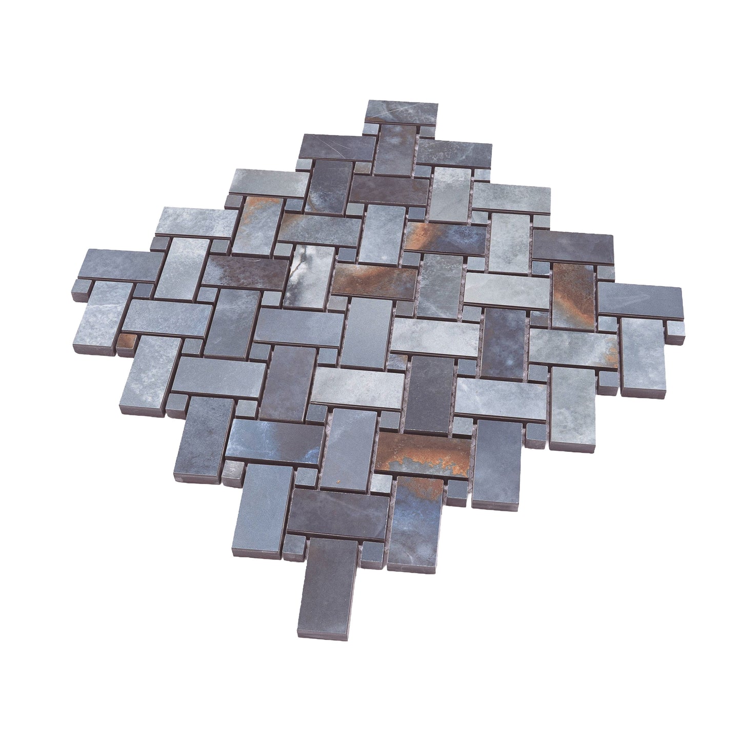 Blue 12x12 Matte Basketweave Porcelain Mosaic Tile (5 pack, 4.84 sq ft/case) - Sample