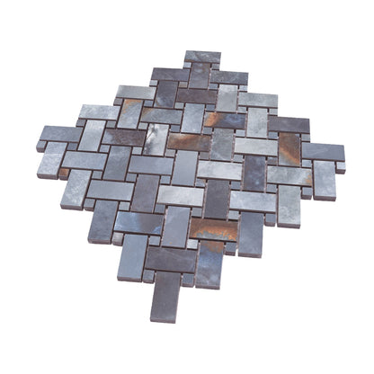 Blue 12x12 Matte Basketweave Porcelain Mosaic Tile (5 pack, 4.84 sq ft/case) - Sample
