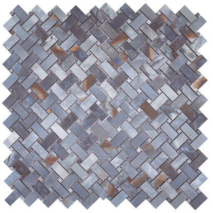 Blue 12x12 Matte Basketweave Porcelain Mosaic Tile (5 pack, 4.84 sq ft/case)