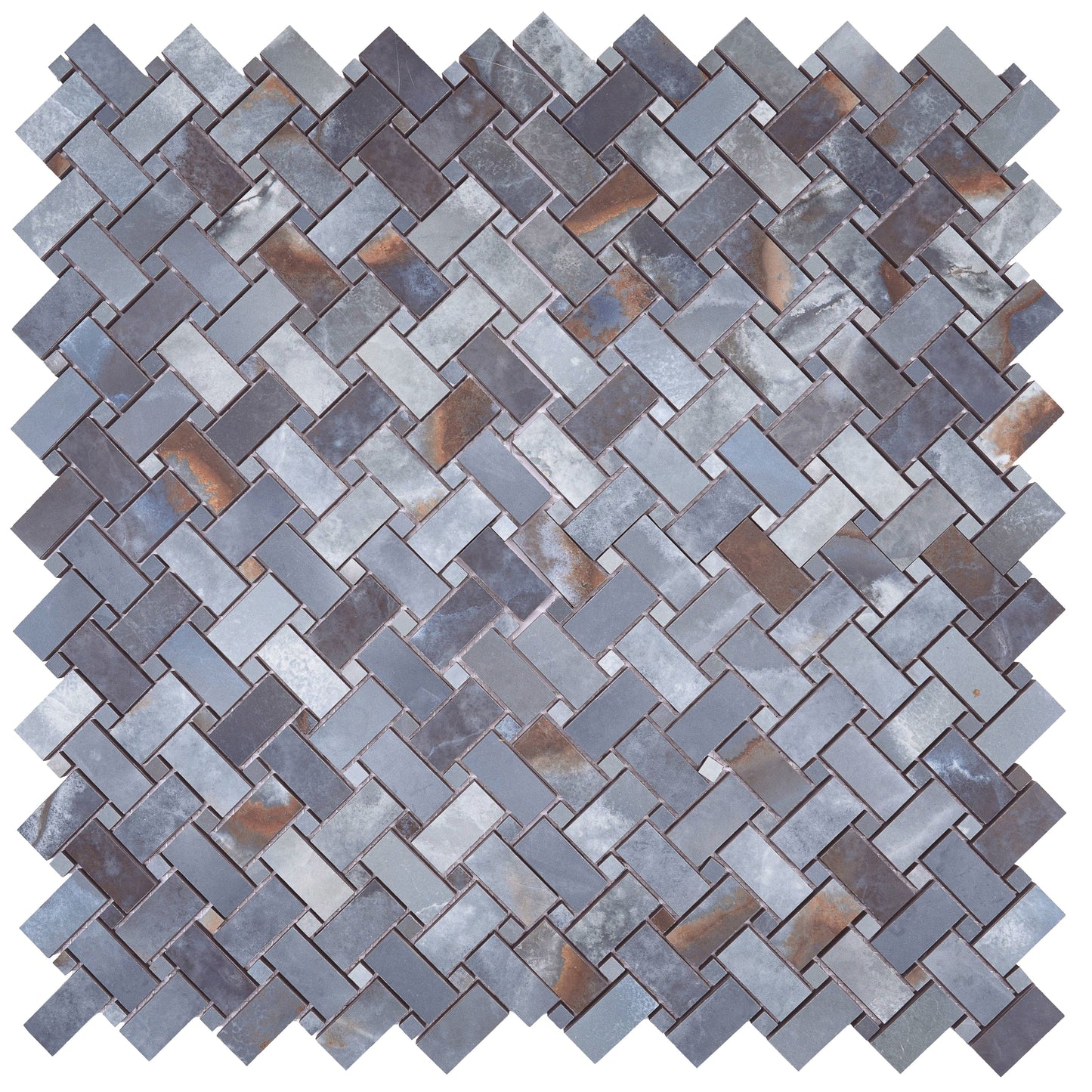 Blue 12x12 Matte Basketweave Porcelain Mosaic Tile (5 pack, 4.84 sq ft/case) - Sample