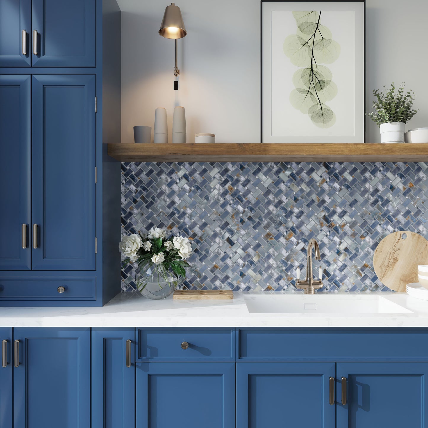 Blue 12x12 Matte Basketweave Porcelain Mosaic Tile (5 pack, 4.84 sq ft/case)