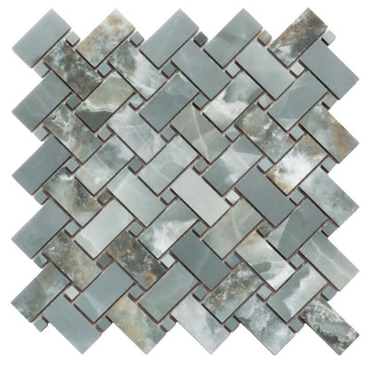 Green 12x12 Matte Basketweave Porcelain Mosaic Tile (5 pack, 4.84 sq ft/case) - Sample