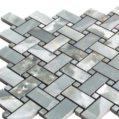 Green 12x12 Matte Basketweave Porcelain Mosaic Tile (5 pack, 4.84 sq ft/case) - Sample