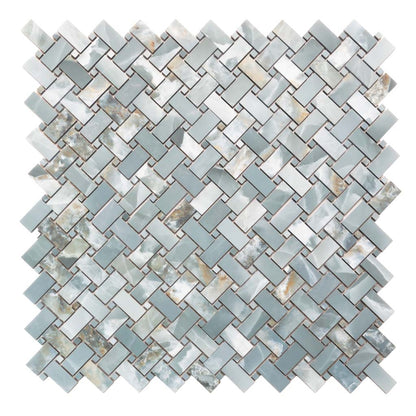 Green 12x12 Matte Basketweave Porcelain Mosaic Tile (5 pack, 4.84 sq ft/case) - Sample